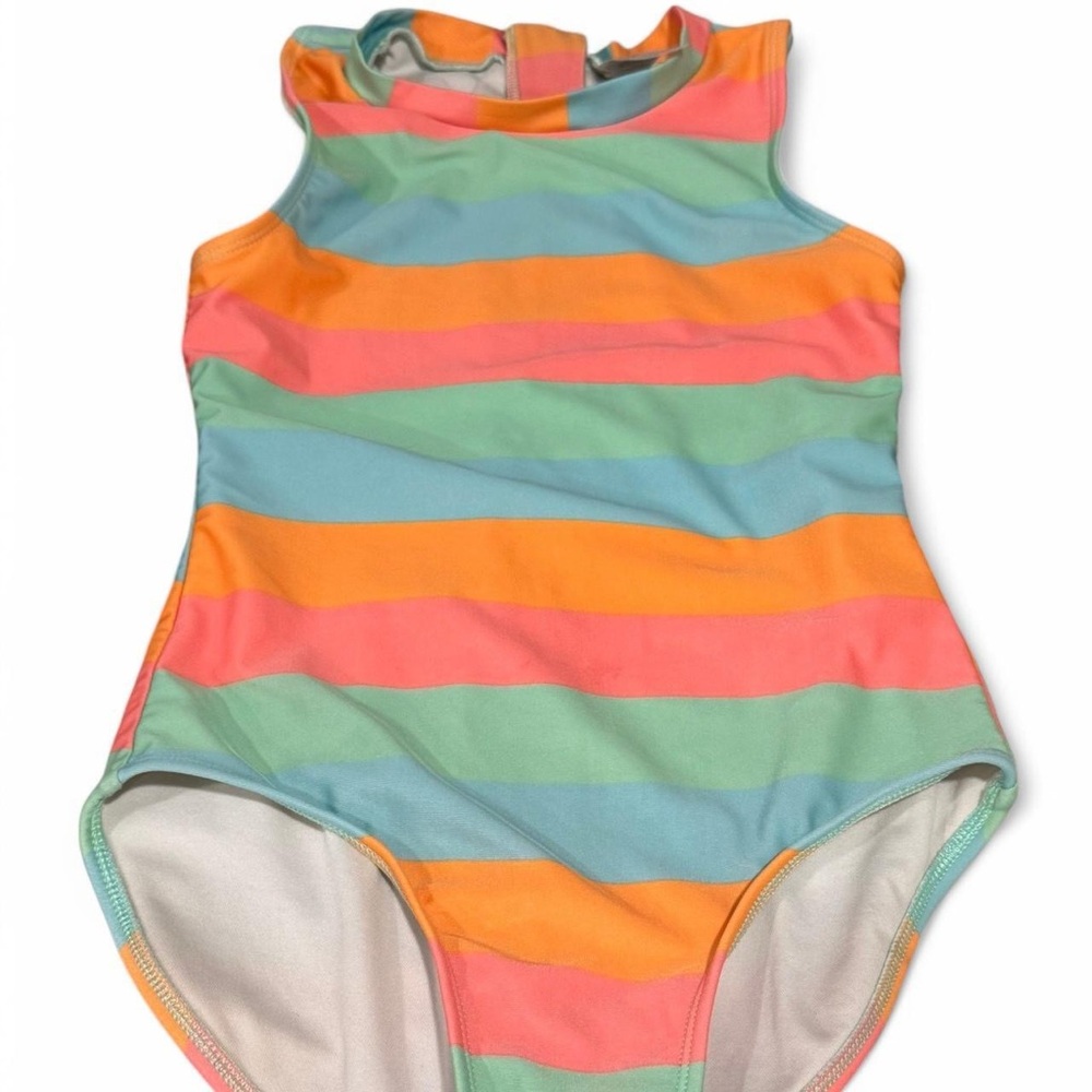 Girls Multi-Color Striped Swimsuit